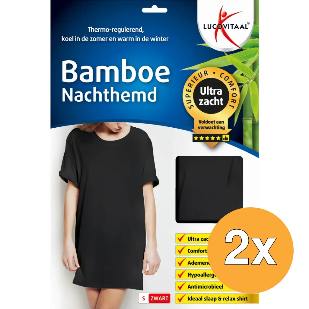 2x Lucovitaal Nachthemd Bamboe -S- korte mouw (1 stuk)