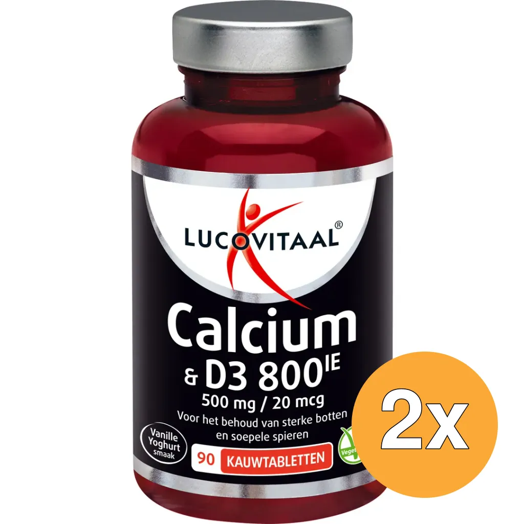 2x Lucovitaal Calcium 500mg + D3 20mcg (90 kauwtabletten)