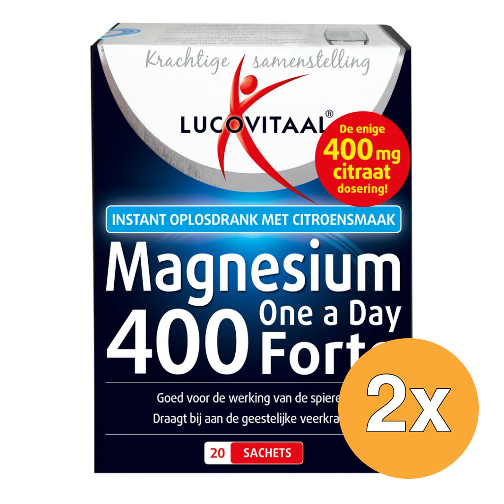 2x Lucovitaal Magnesium Citraat Poeder (20 sachets)