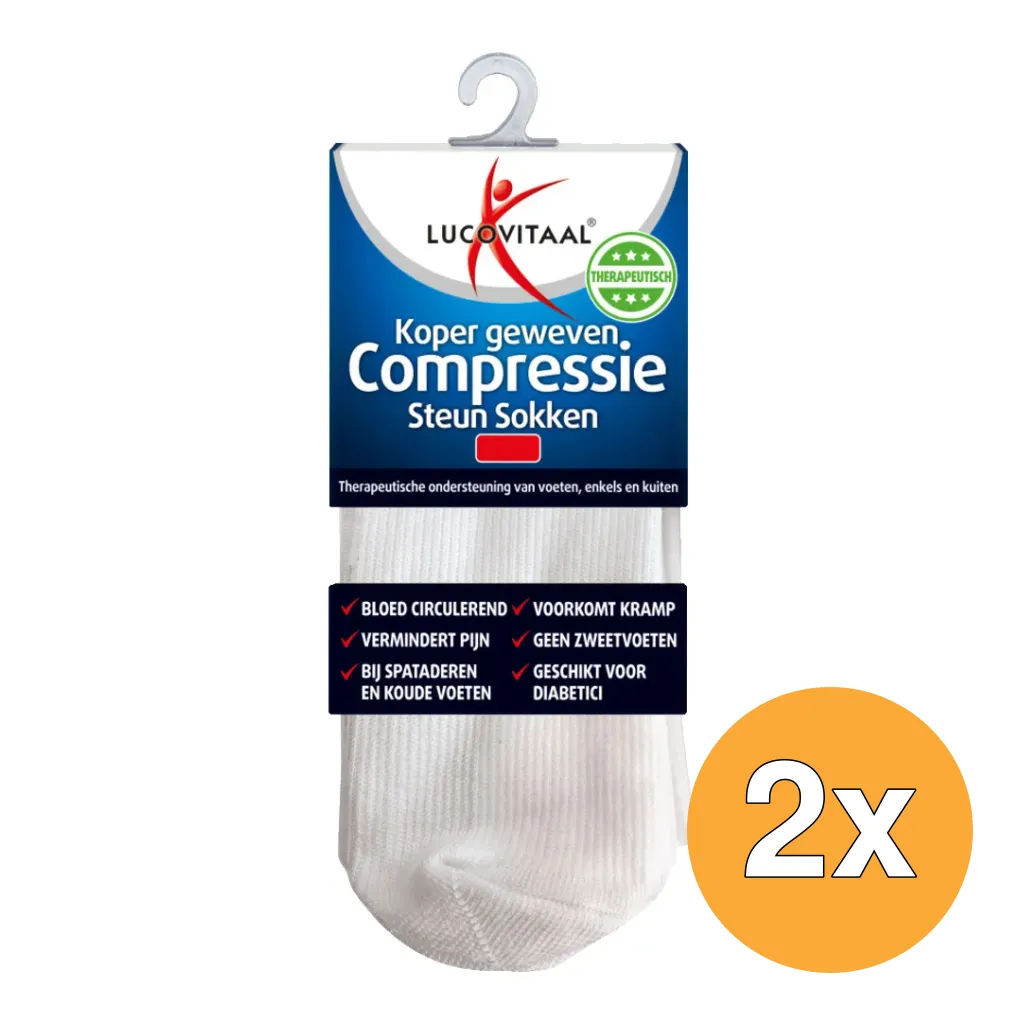 2x Lucovitaal Koper Compressie Sokken Wit 36-41 (1 Paar)