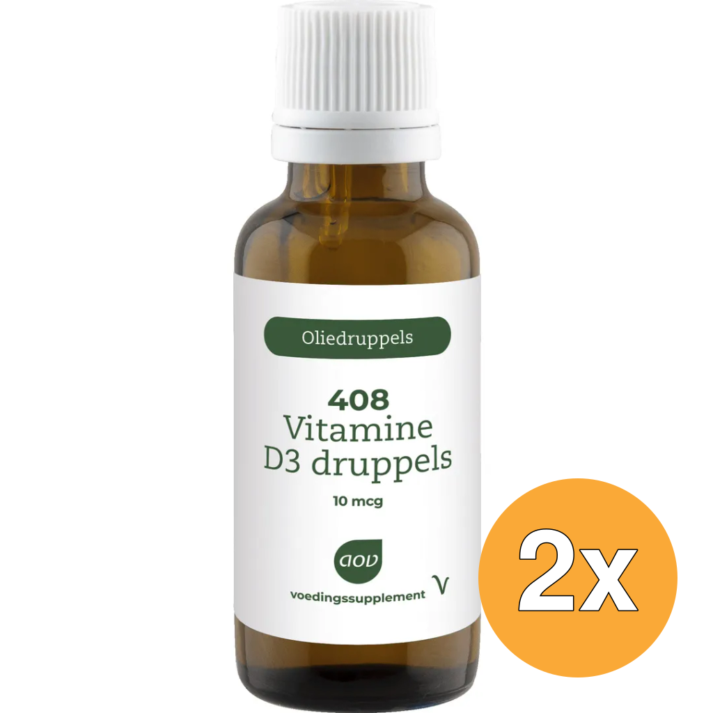 2x AOV 408 Vitamine D3 druppels 10mcg (25 ml)