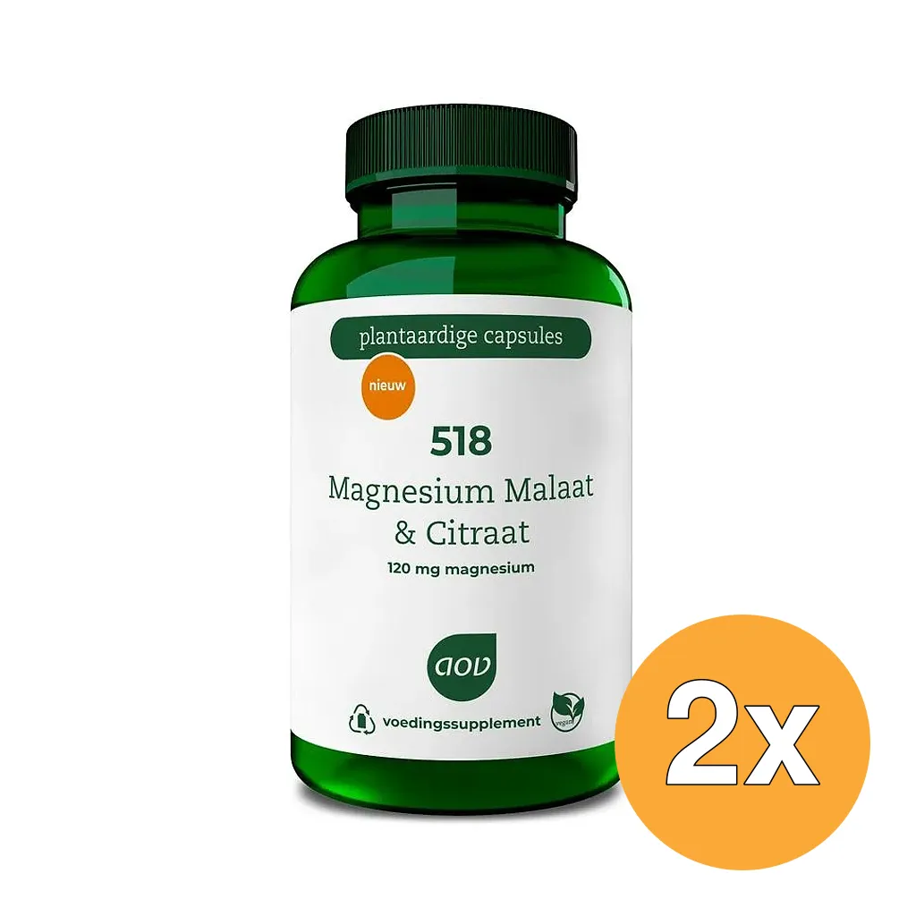 2x AOV 518 Magnesium Malaat & Citraat (90 vega capsules)
