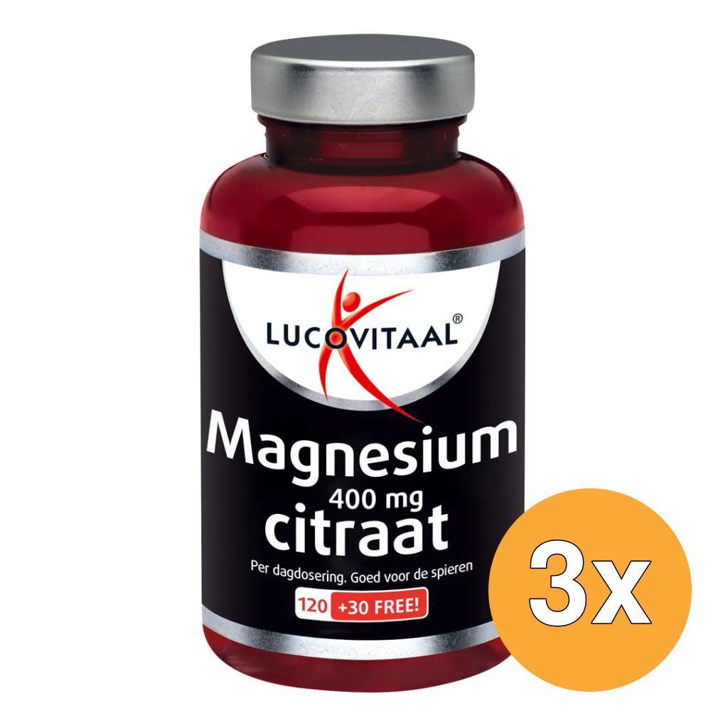 3x Lucovitaal Magnesium Citraat 400mg (150 tabletten)