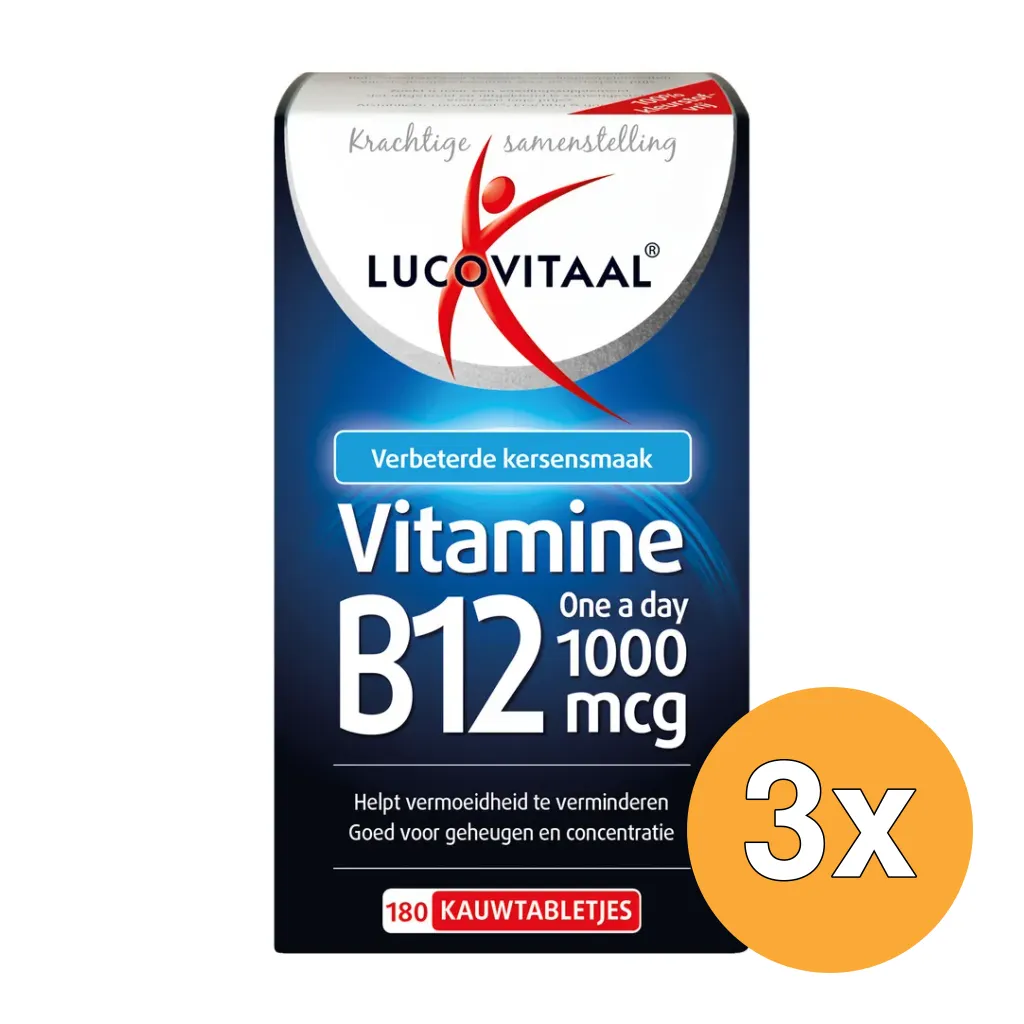 3x Lucovitaal Vitamine B12 1000mcg (180 kauwtabletten)