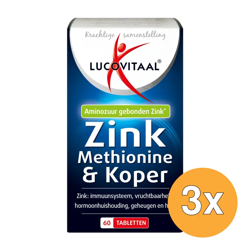 3x Lucovitaal Zinkmethionine & Koper (60 capsules)