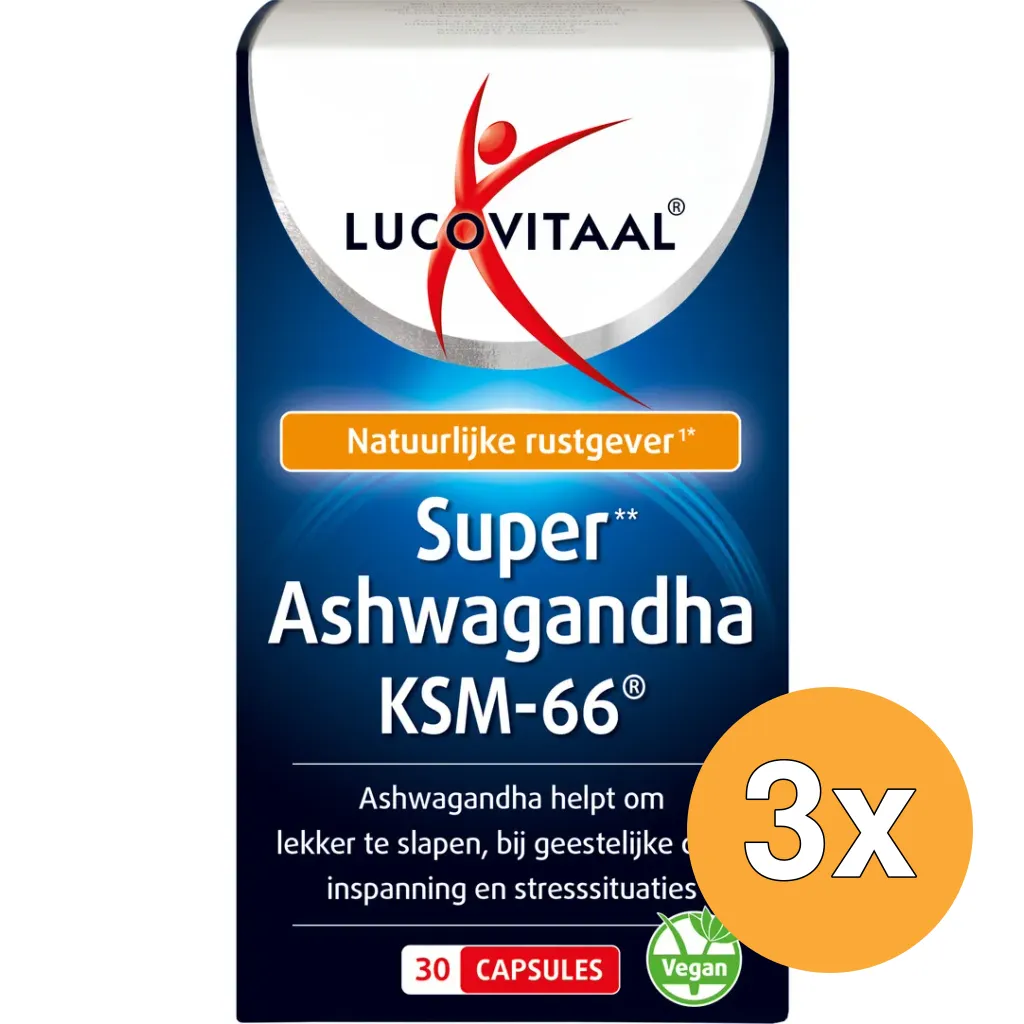 3x Lucovitaal Ashwagandha KSM-66 Super (30 capsules)