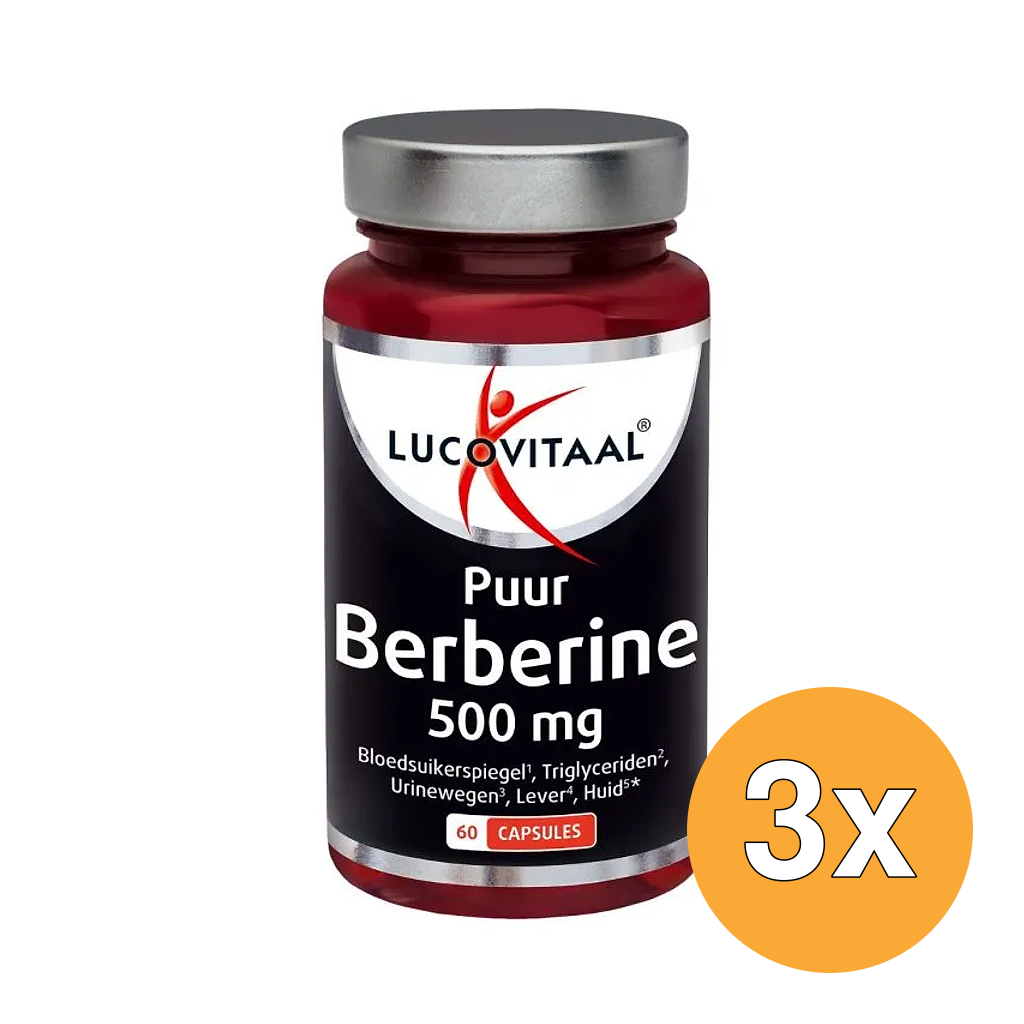 3x Lucovitaal Puur Berberine 500mg (60 capsules)