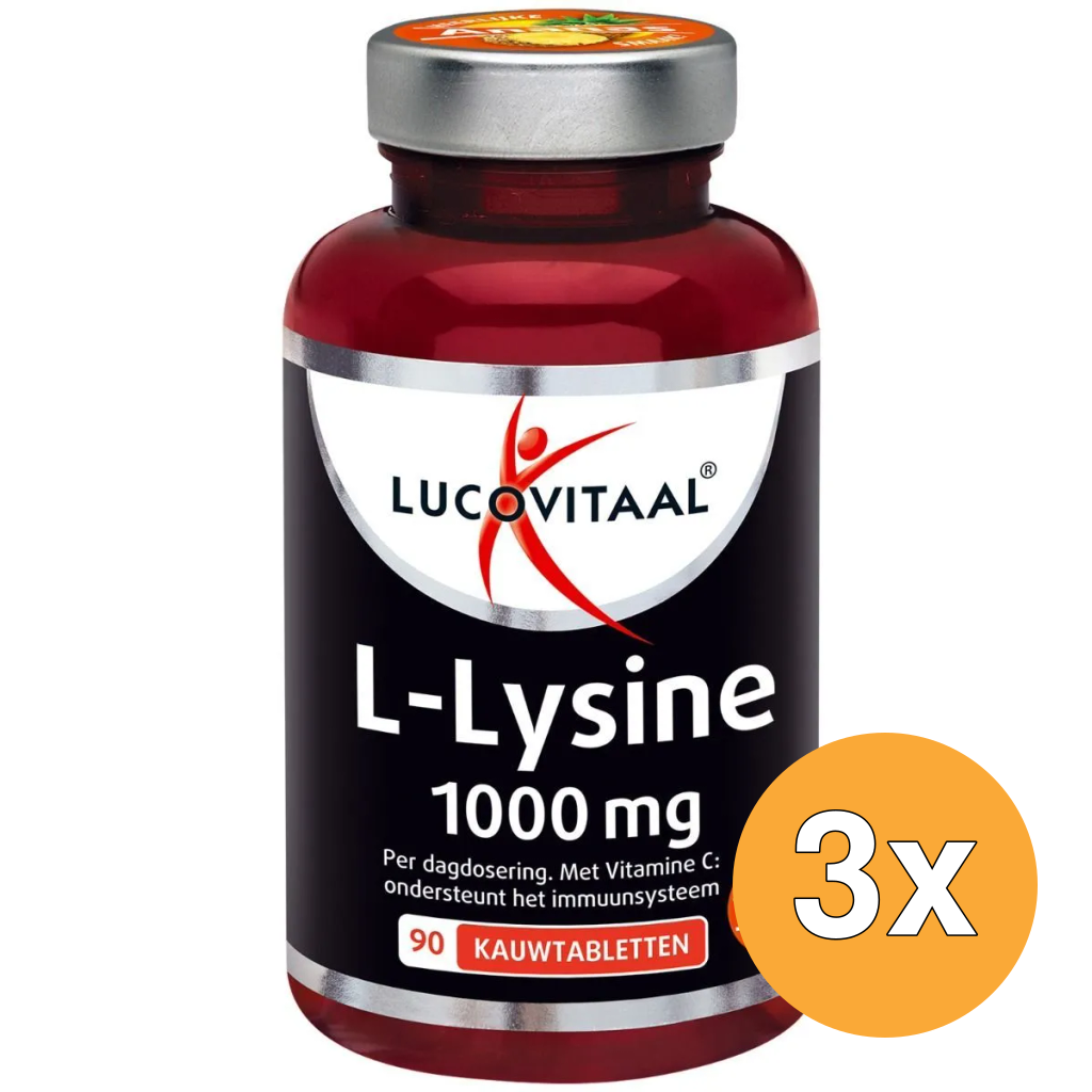 3x Lucovitaal L-Lysine 1000mg (90 kauwtabletten)