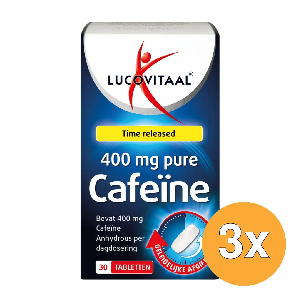 3x Lucovitaal Pure Cafeïne 400Mg (30 tabletten)