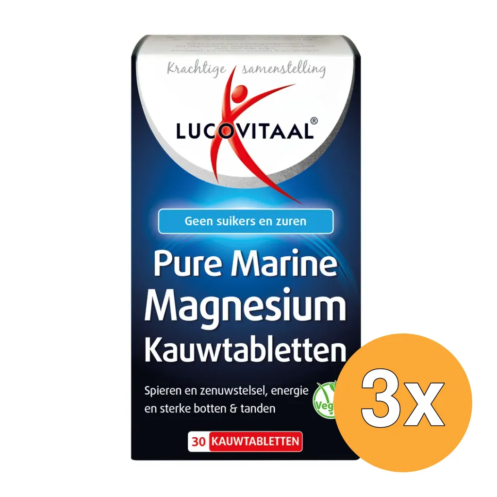 3x Lucovitaal Pure Marine Magnesium (30 kauwtabletten)