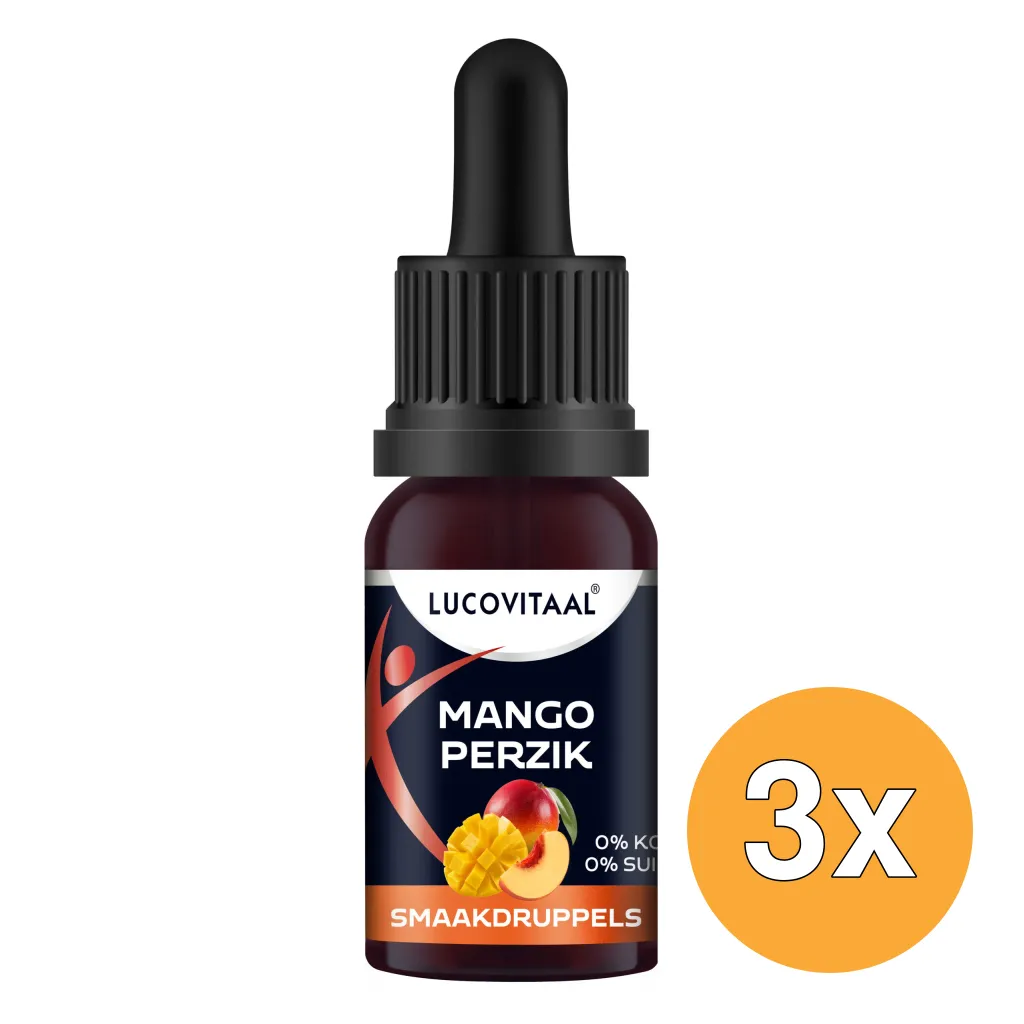 3x Lucovitaal Smaak Druppels -Mango Perzik (Vegan) (20 ml)