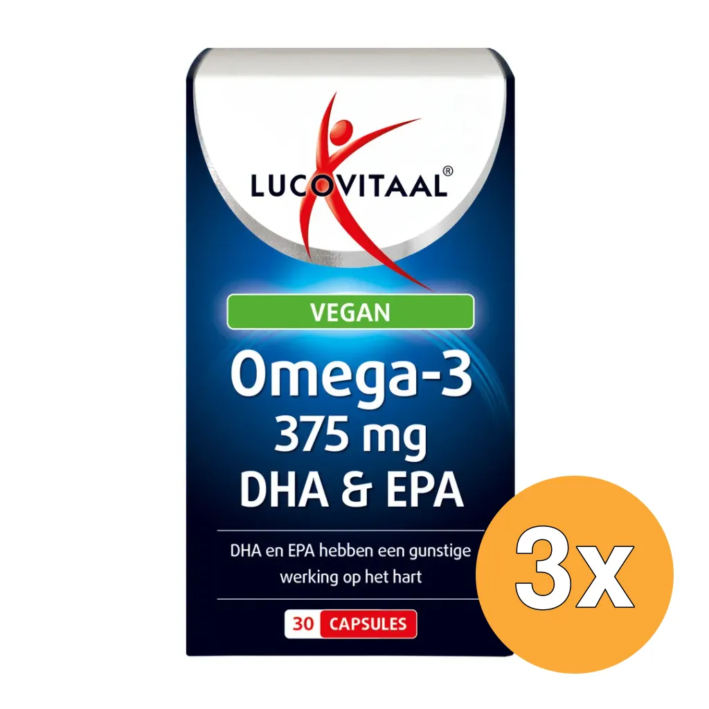 3x Lucovitaal Omega 3 375mg EPA & DHA Vegan (30 capsules)