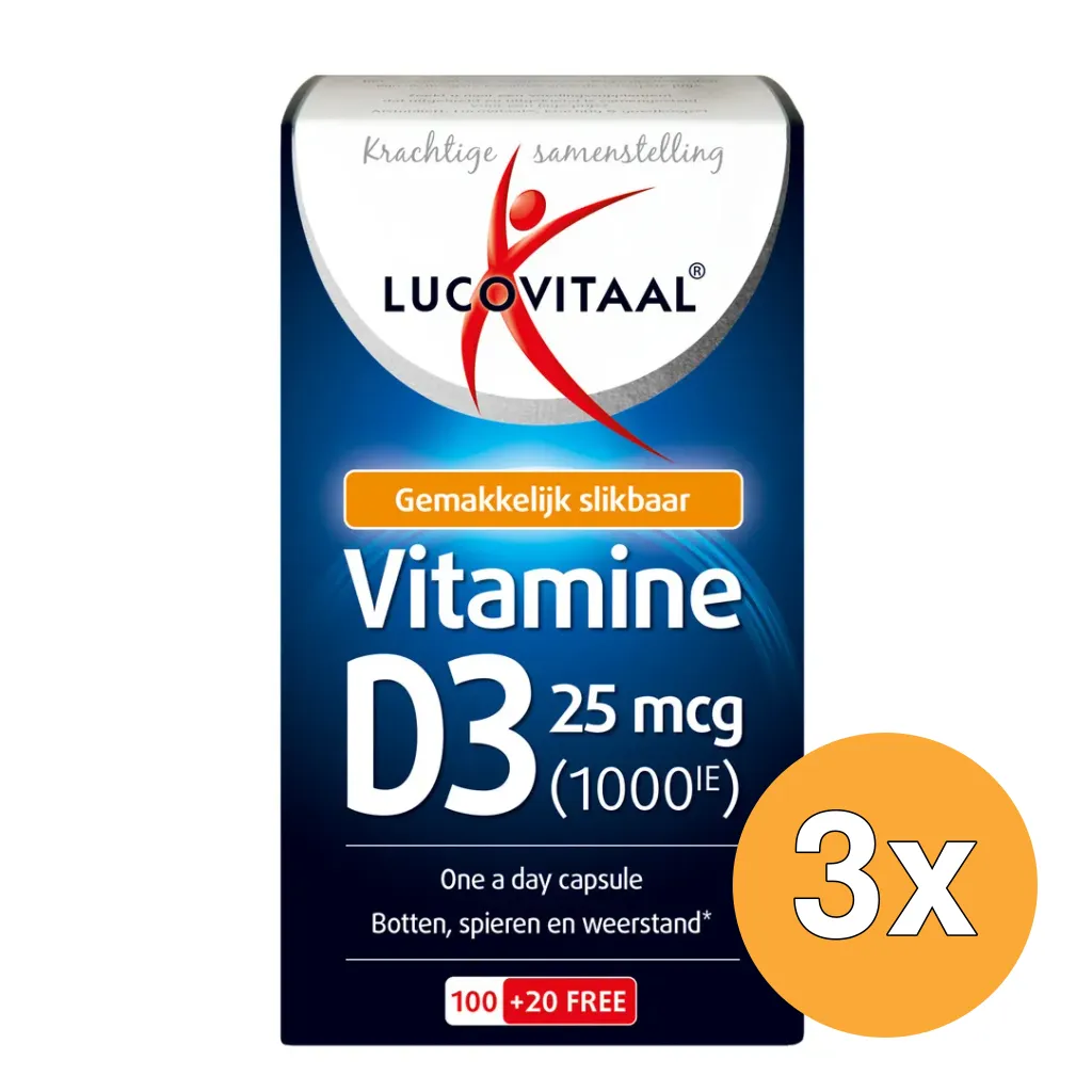 3x Lucovitaal Vitamine D3 25mcg (120 capsules)