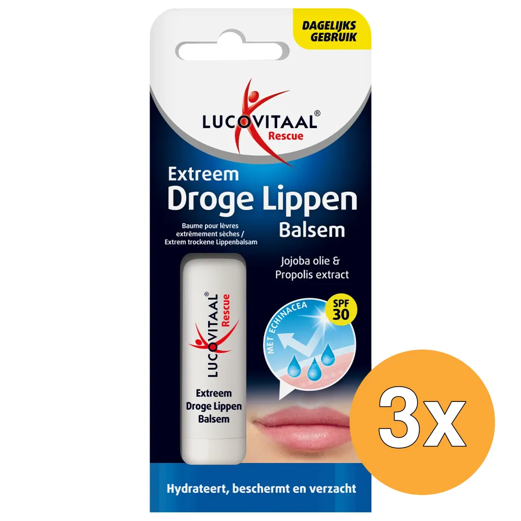 3x Lucovitaal Lippenbalsem Rescue Extreem Droge Lippen (1 stuk)