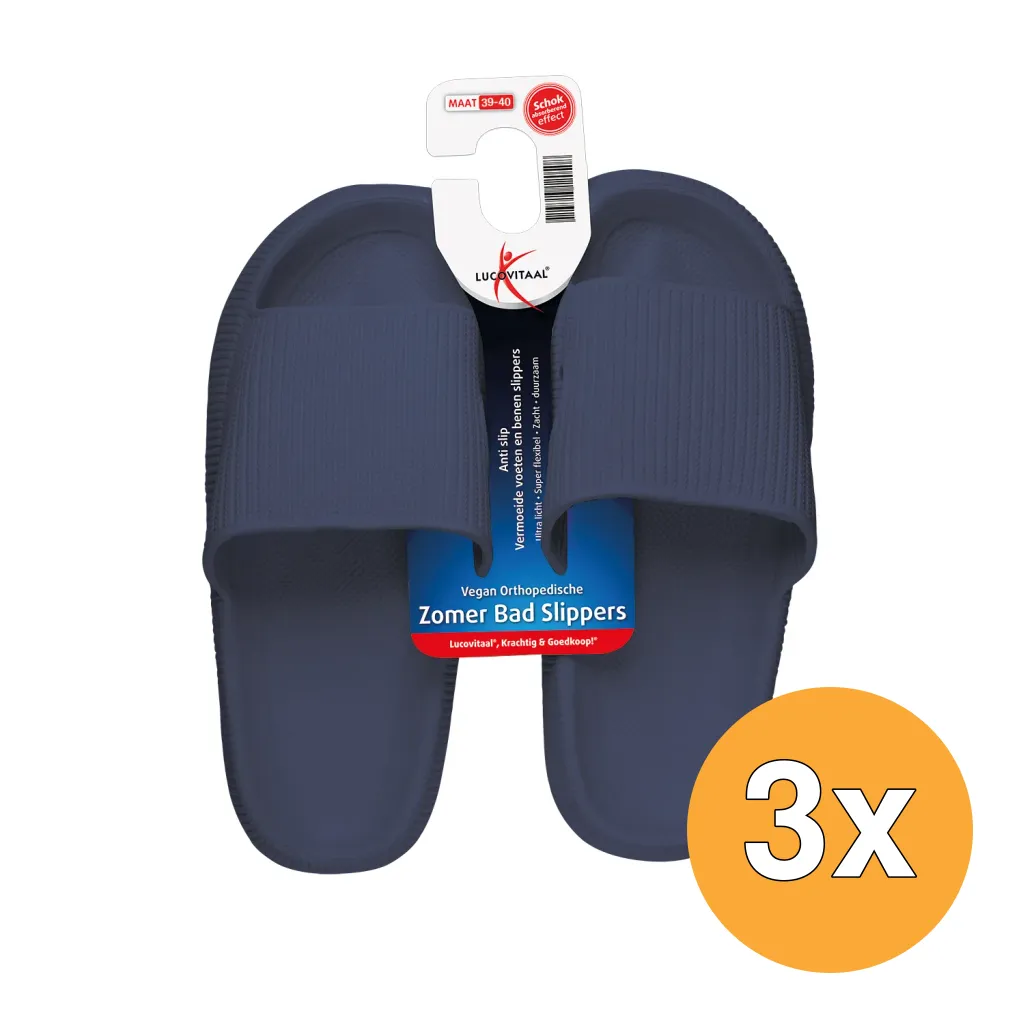 3x Zomer Badslipper 39-40 Donkerblauw (1 paar)
