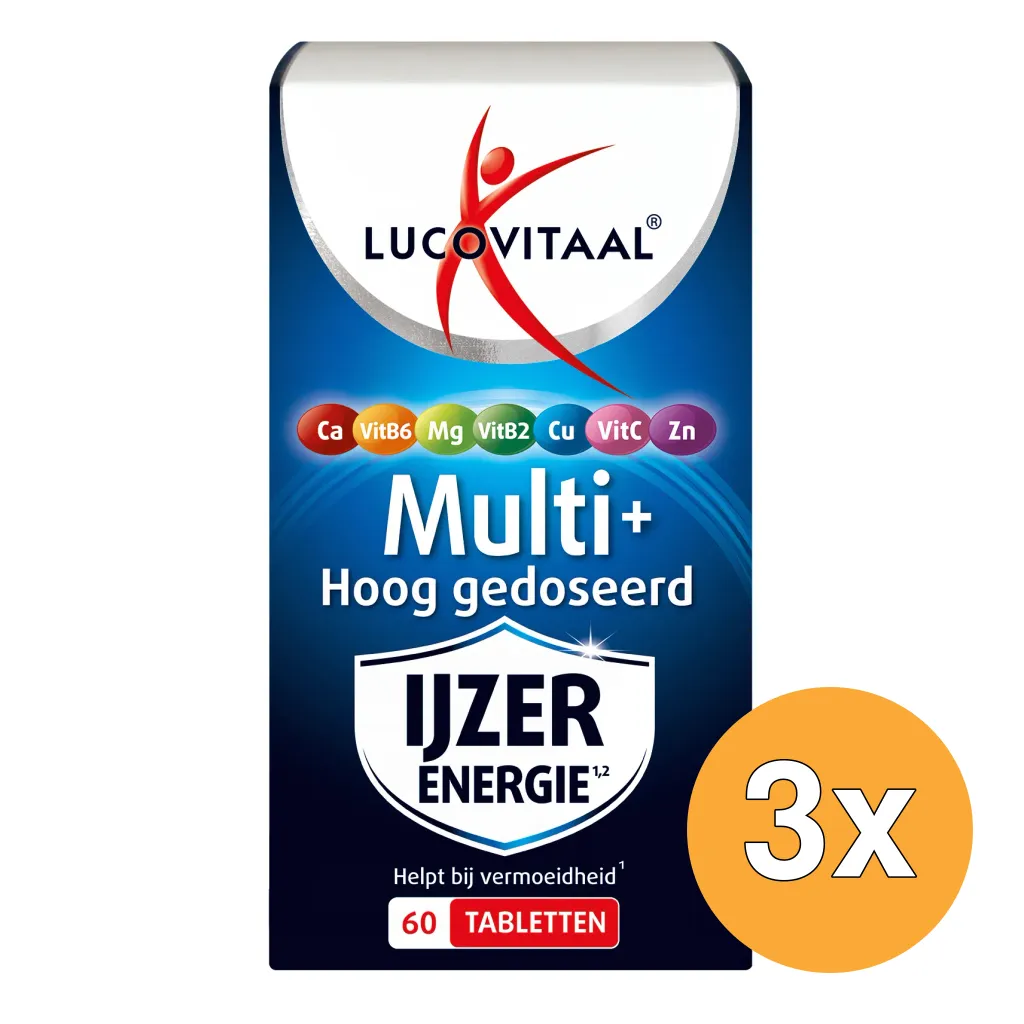3x Lucovitaal Multi+ IJzer Energie Hoog gedoseerd (60 tabletten)