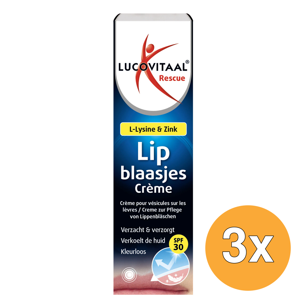 3x Lucovitaal Lipblaasjes Rescue Crème (7 ml)