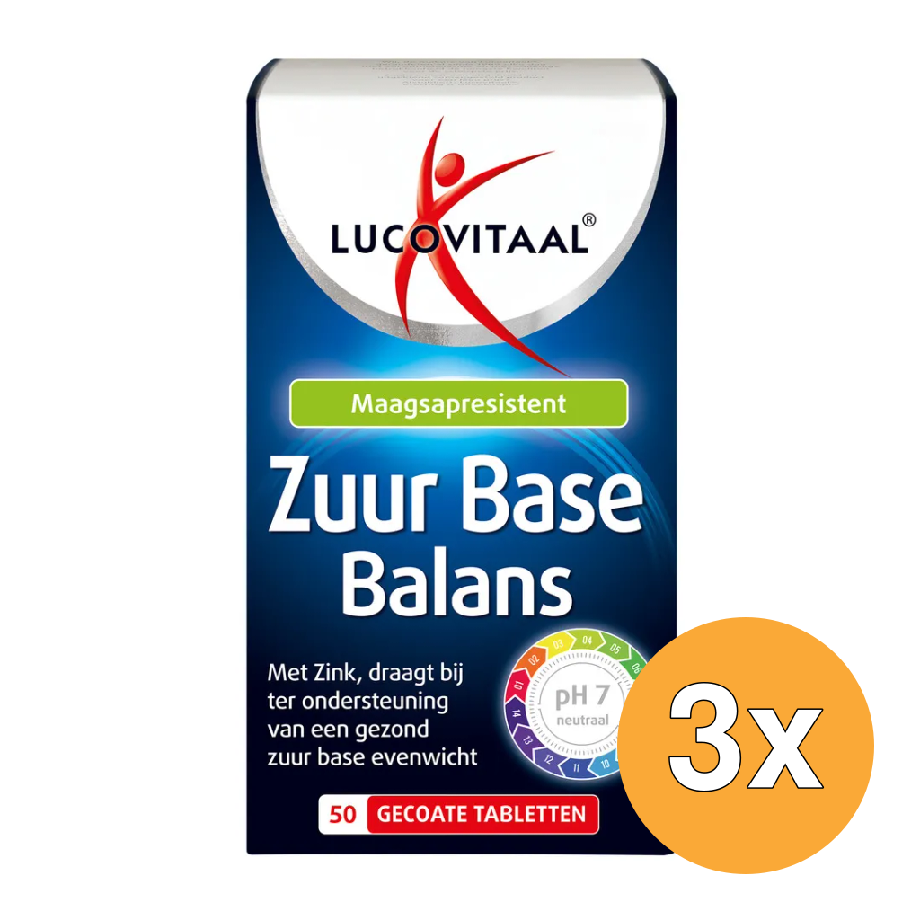 3x Lucovitaal Zuur Base Balans (50 tabletten)