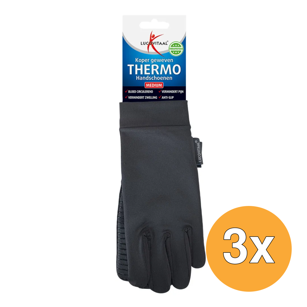 3x Lucovitaal Koper Thermo Handschoenen Medium (1 paar)