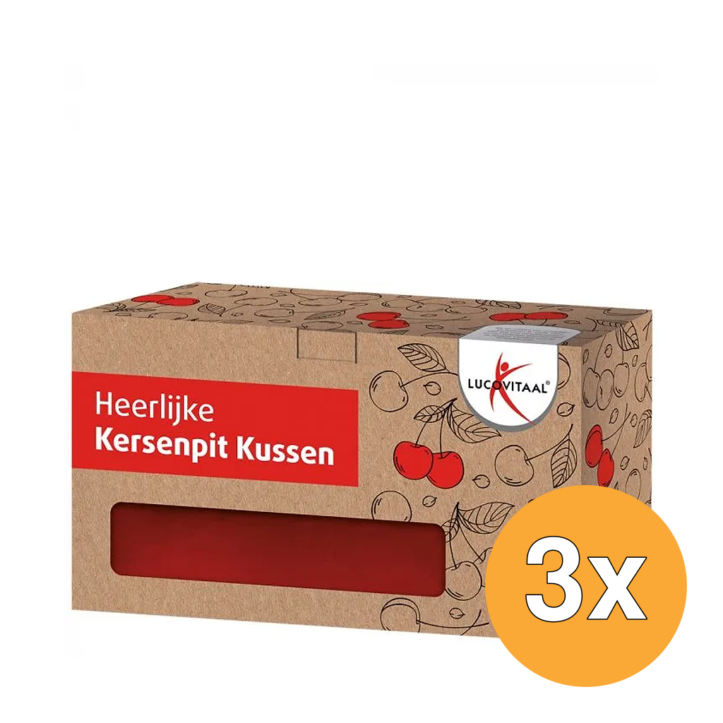 3x Lucovitaal Kersenpit Kussen Vierkant (1 stuk)