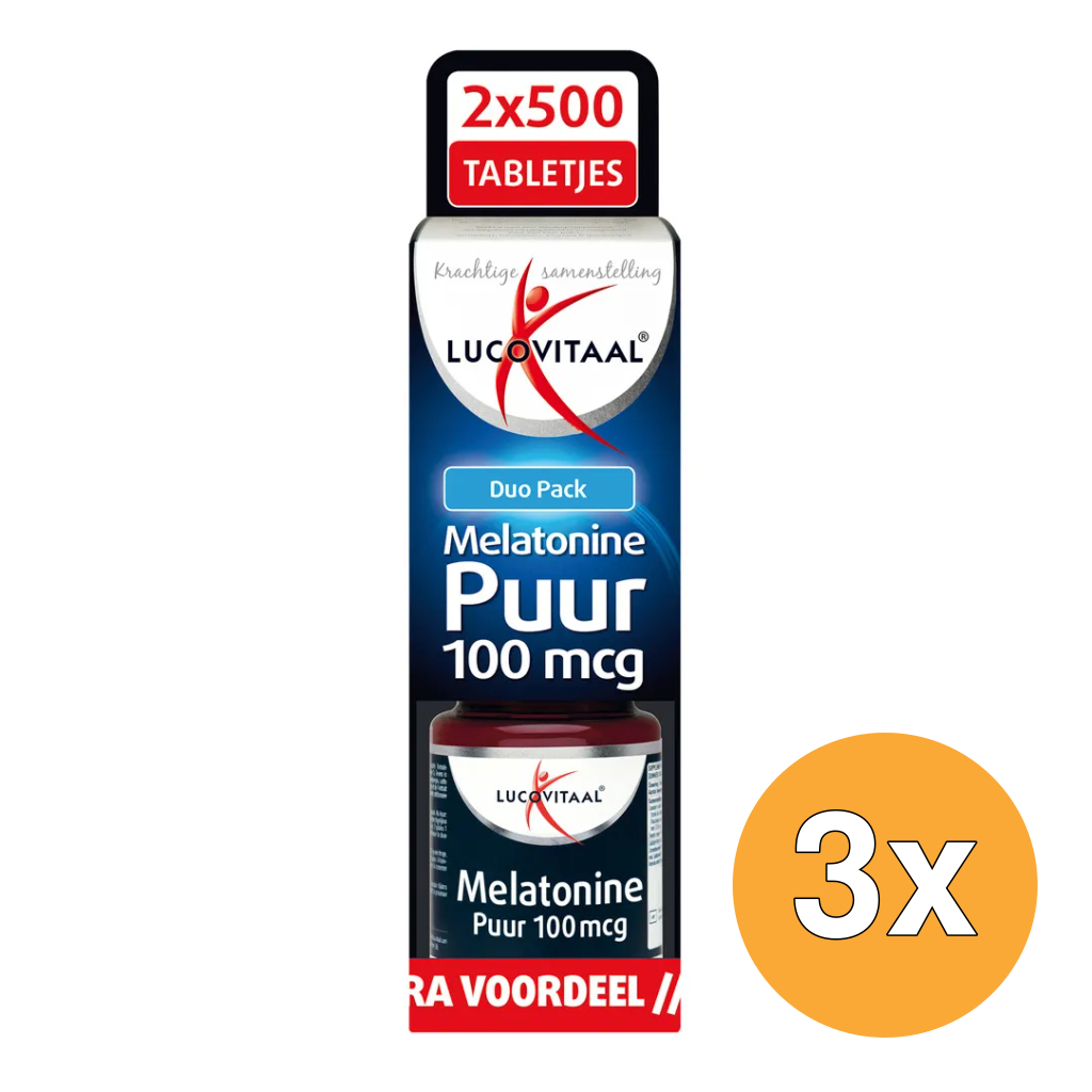 3x Lucovitaal Melatonine Puur 100mcg Duopack (2x500 tabletten)