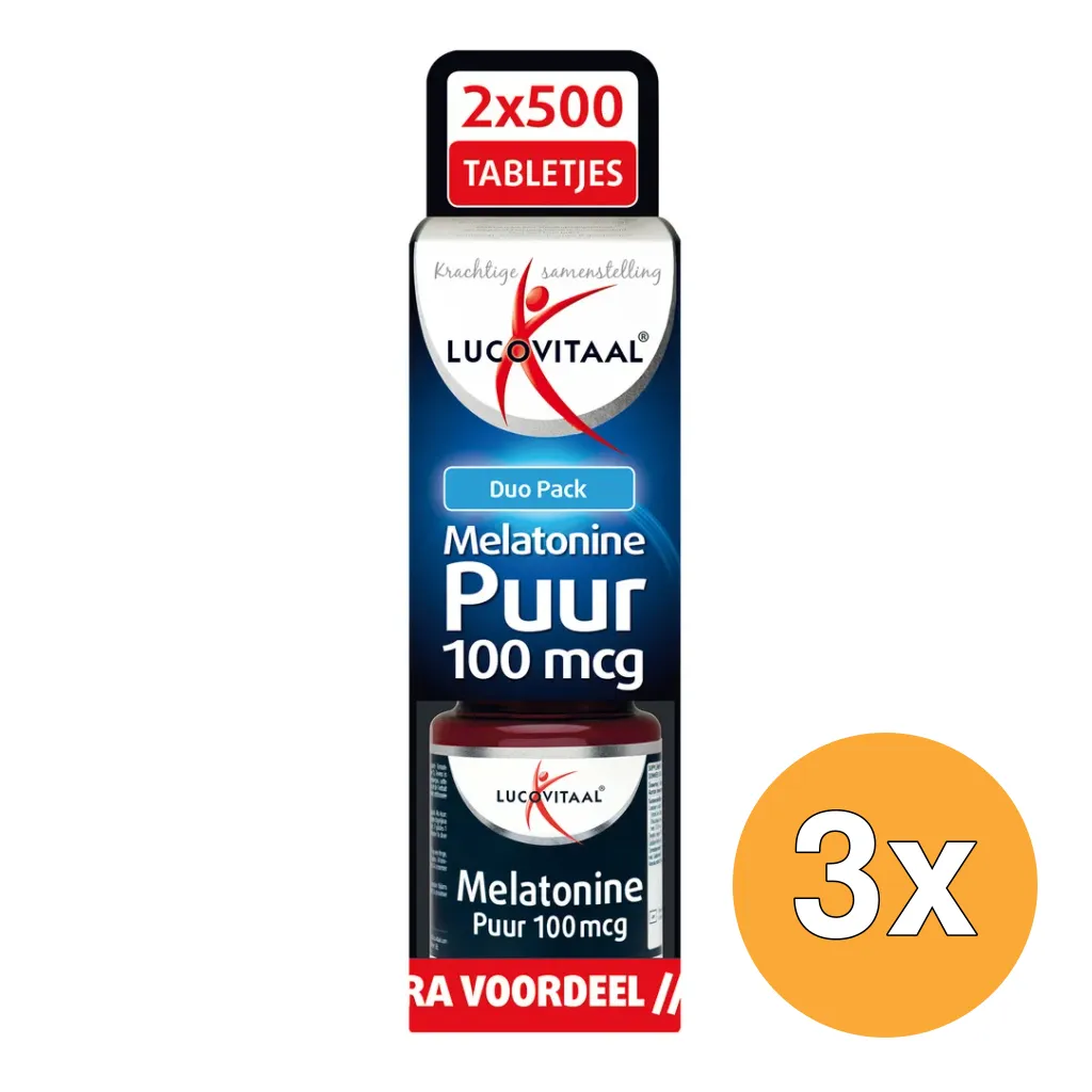 3x Lucovitaal Melatonine Puur 100mcg Duopack (2x500 tabletten)