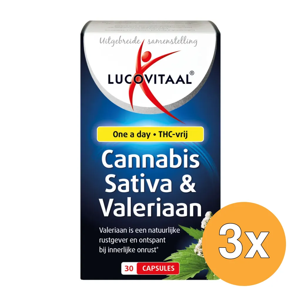 3x Lucovitaal Cannabis Sativa & Valeriaan (30 capsules)