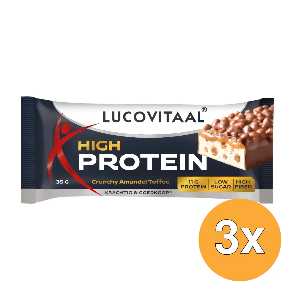 3x Lucovitaal Protein Crunchy Amandel Toffee (35 gr)