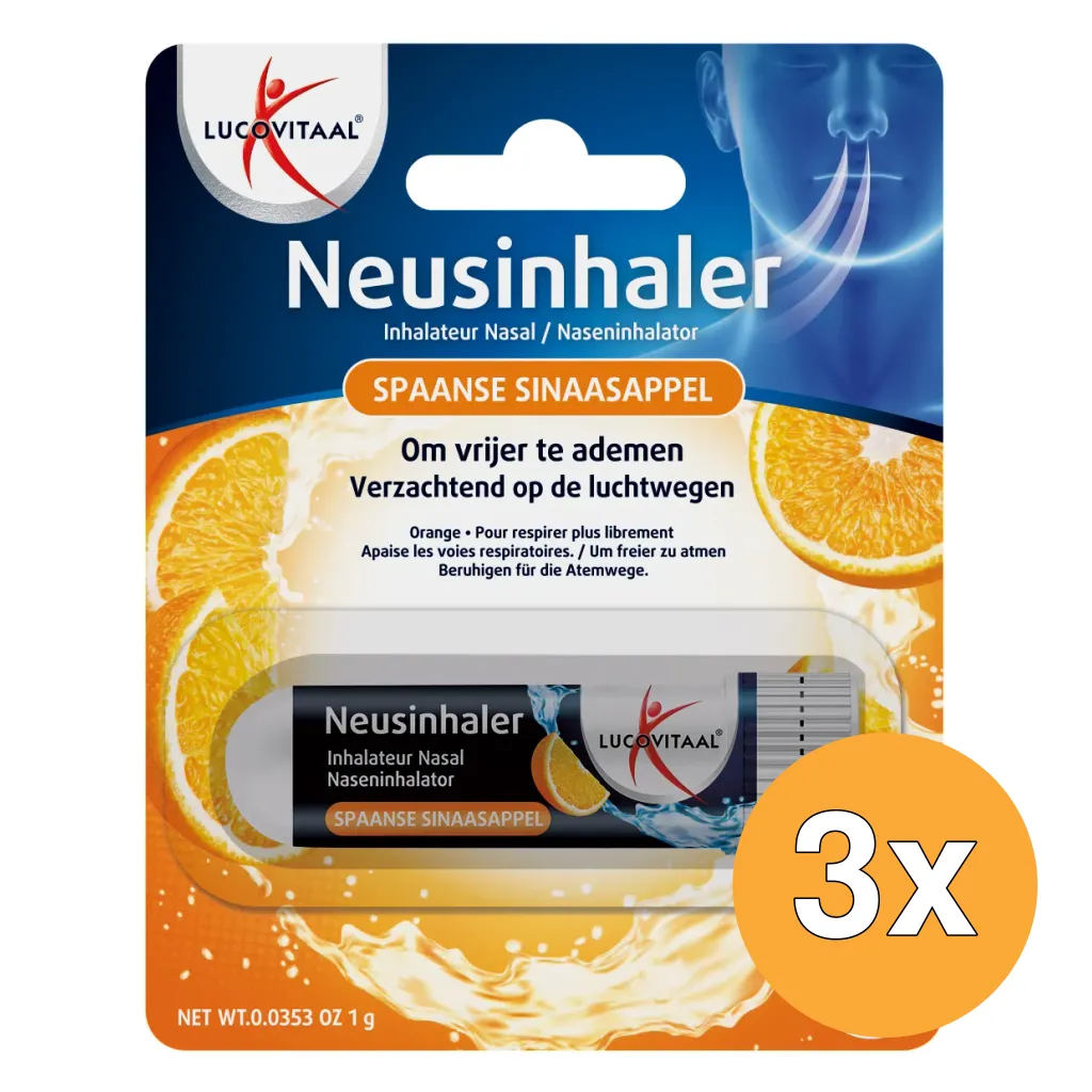 3x Lucovitaal Neusinhaler Vrijer Ademen Spaanse Sinaasappel (1 gr)
