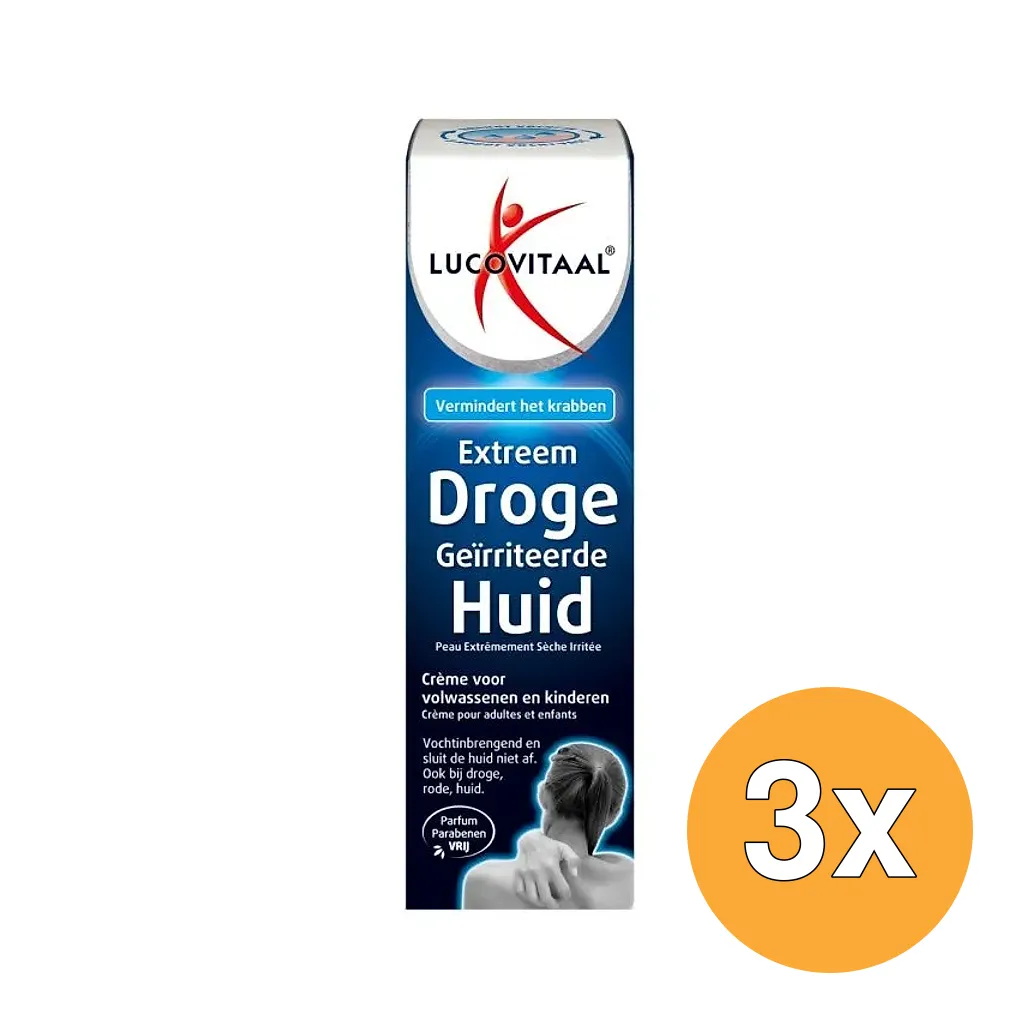 3x Lucovitaal Extreem Droge Geïrriteerde Huid Creme (50 ml)