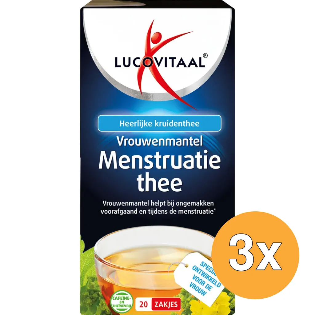 3x Lucovitaal Vrouwenmantel Menstruatie Thee (20 stuks)