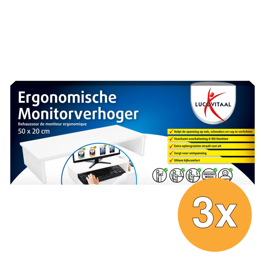 3x Lucovitaal Ergonomische Monitorverhoging (1 stuk)