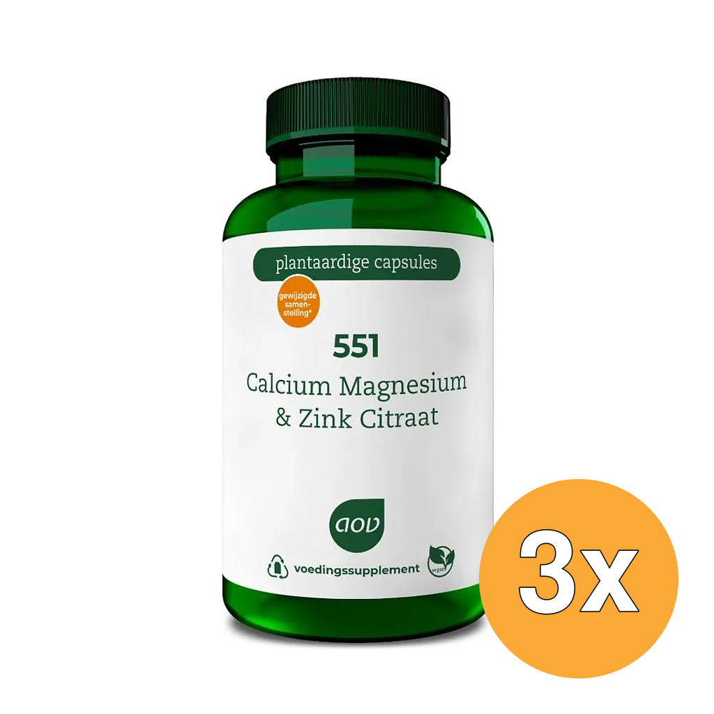 3x AOV 551 Calcium magnesium & zink citraat (90 vega capsules)