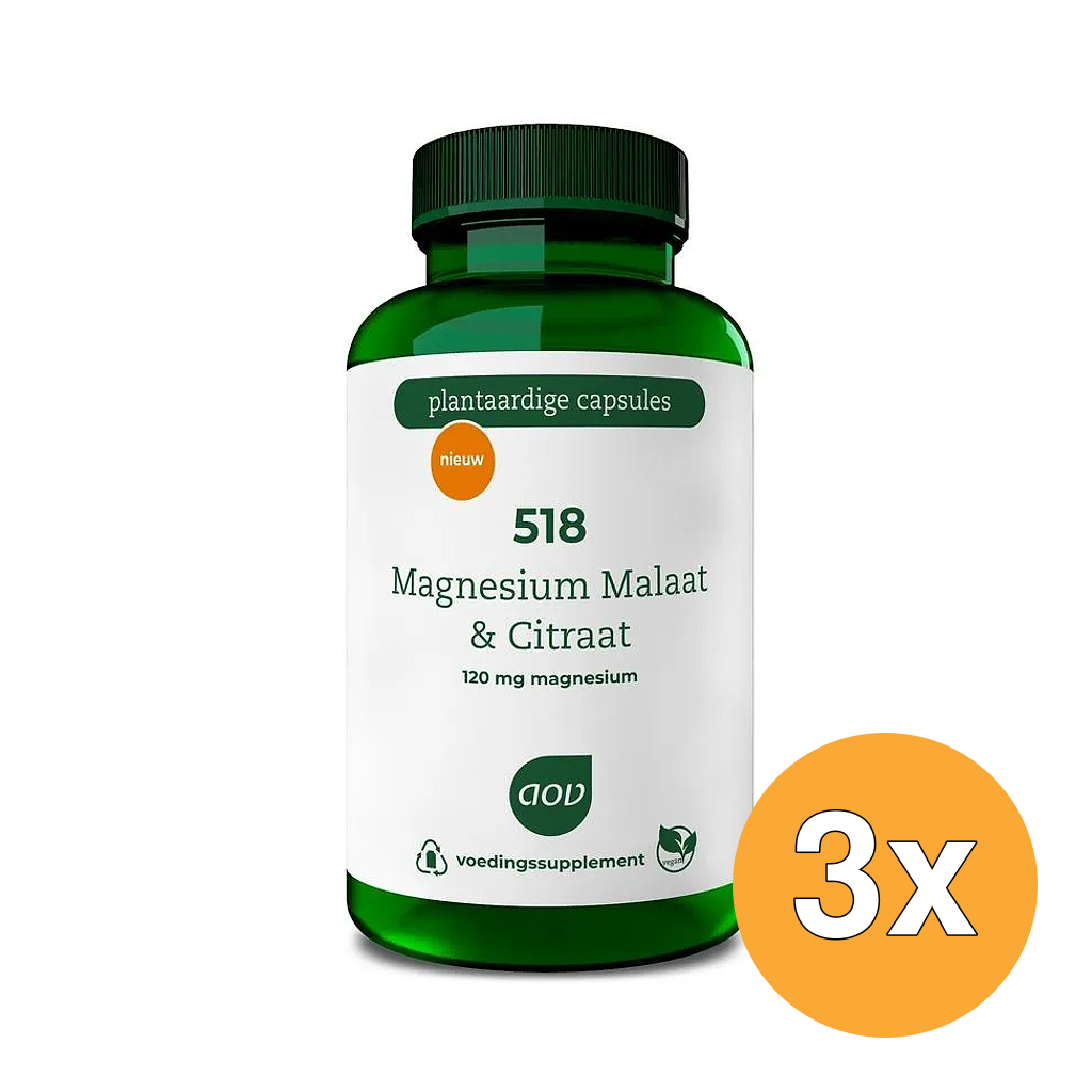 3x AOV 518 Magnesium Malaat & Citraat (90 vega capsules)