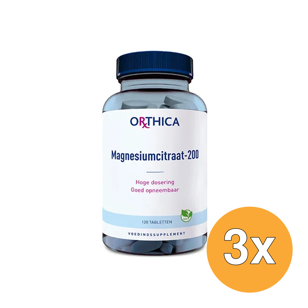 3x Orthica Magnesium Citraat 200 (120 tabletten)