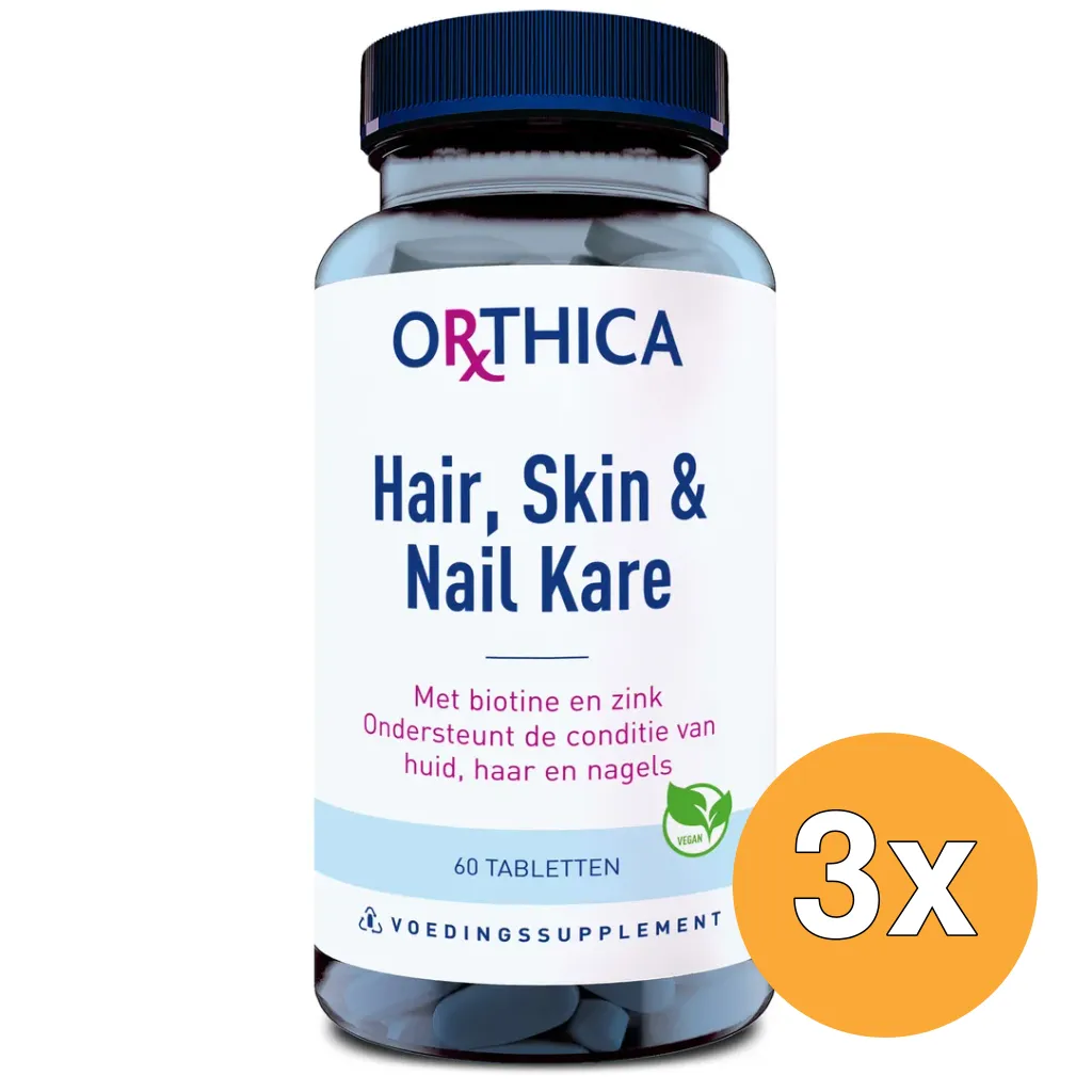 3x Orthica Hair skin & nail kare (60 tabletten)