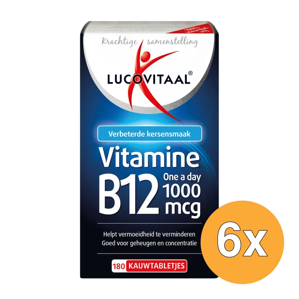 6x Lucovitaal Vitamine B12 1000mcg (180 kauwtabletten)