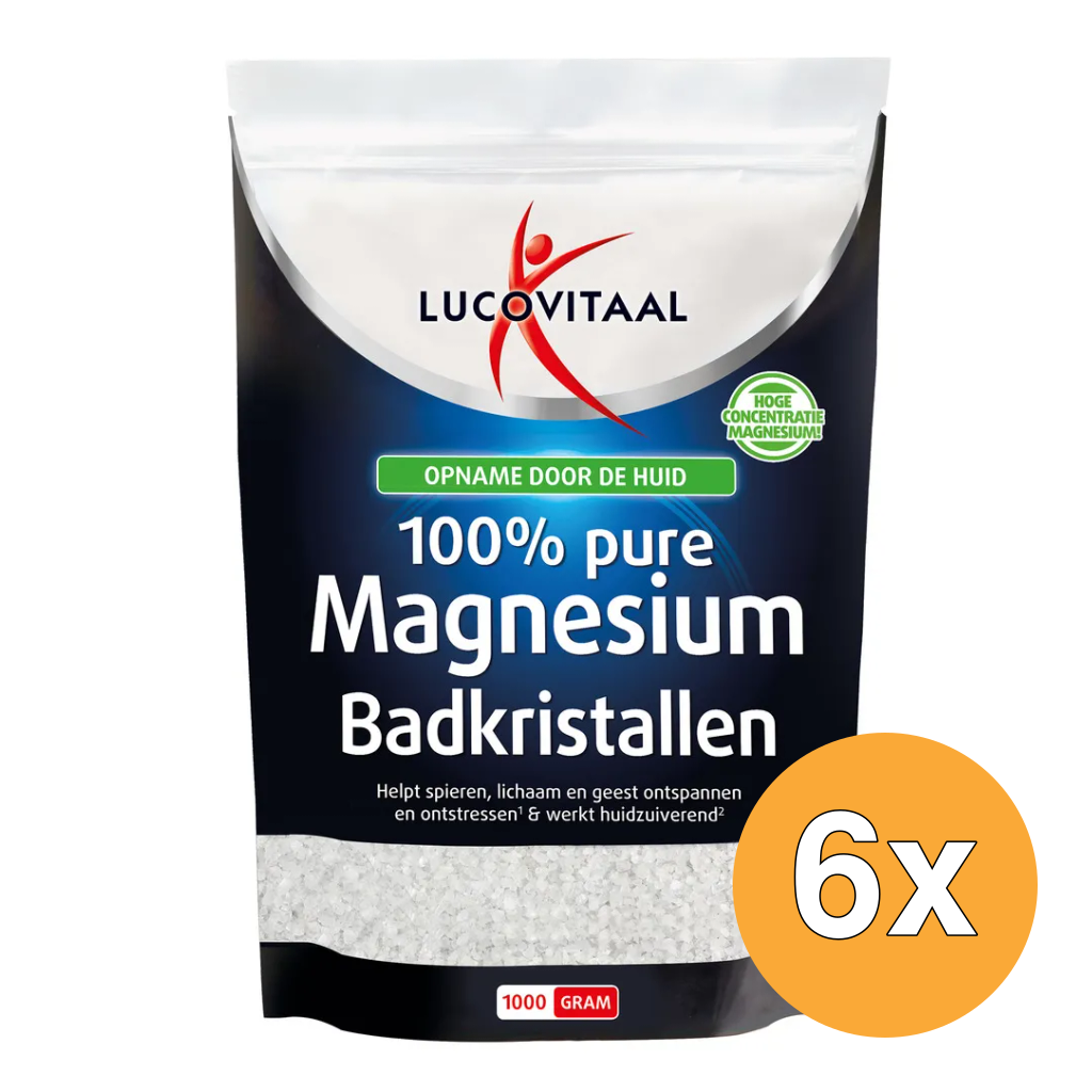 6x Lucovitaal Magnesium Badkristallen (1000 gr)