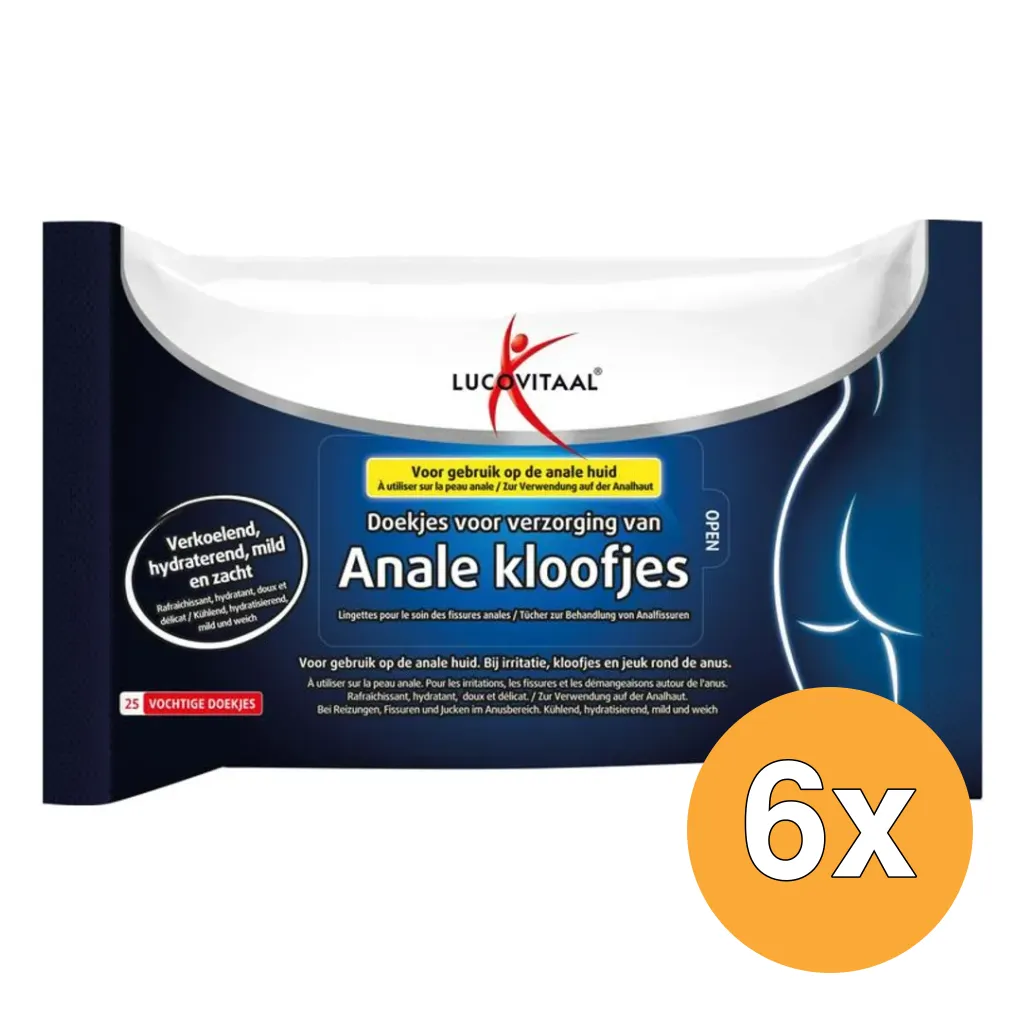 6x Lucovitaal Anale Kloofjes Doekjes (25 stuks)