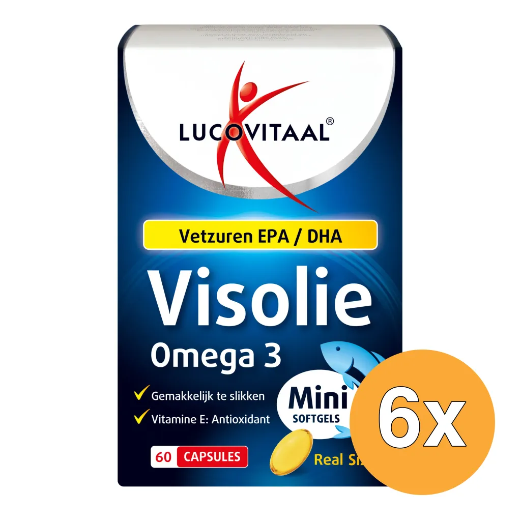 6x Lucovitaal Visolie Omega 3 (60 mini softgels)