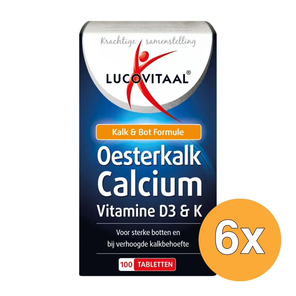 6x Lucovitaal Oesterkalk Calcium Vitamine D3 & K (100 tabletten)