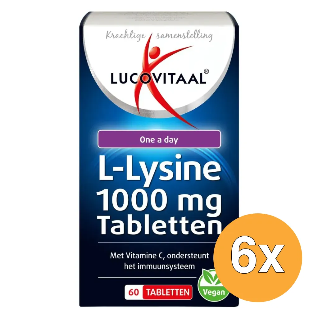6x Lucovitaal L-Lysine 1000mg (60 tabletten)