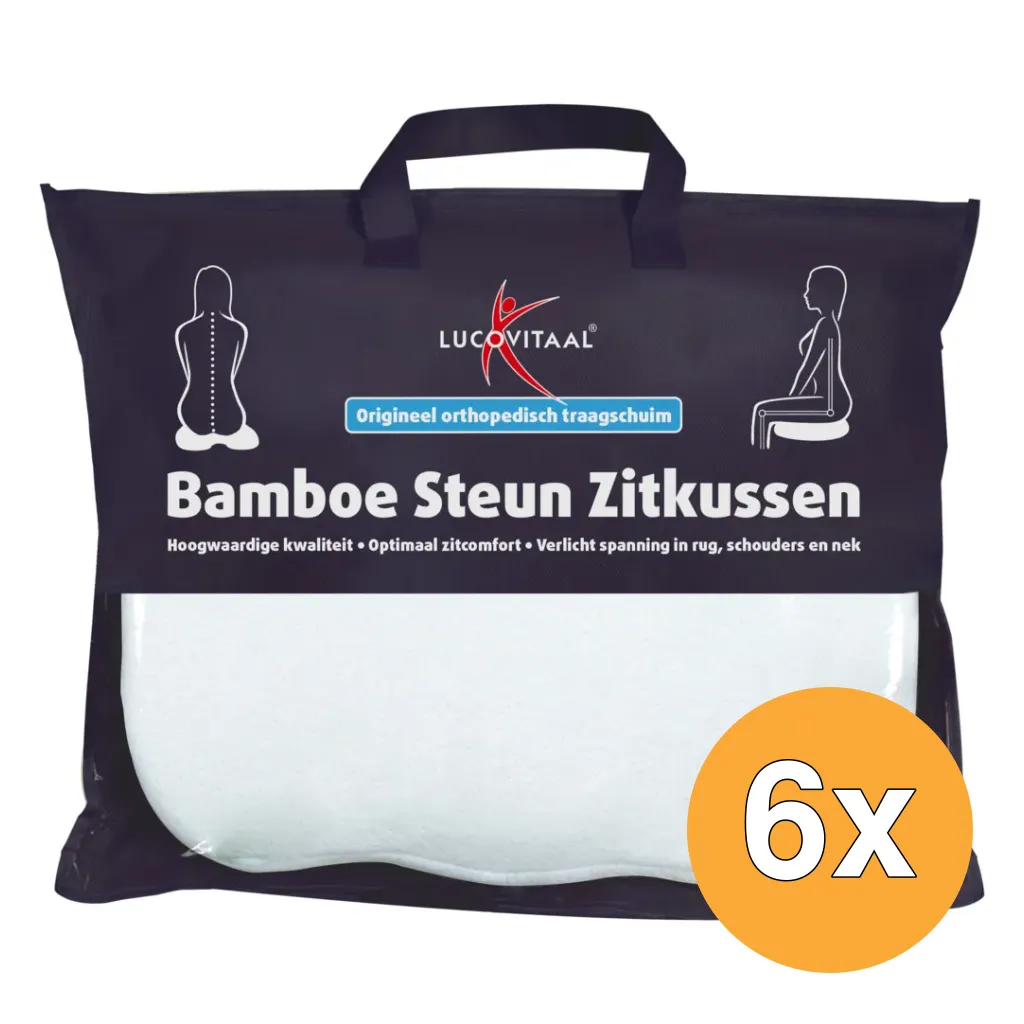 6x Lucovitaal Bamboe Steun Zitkussen Wit (1 stuk)