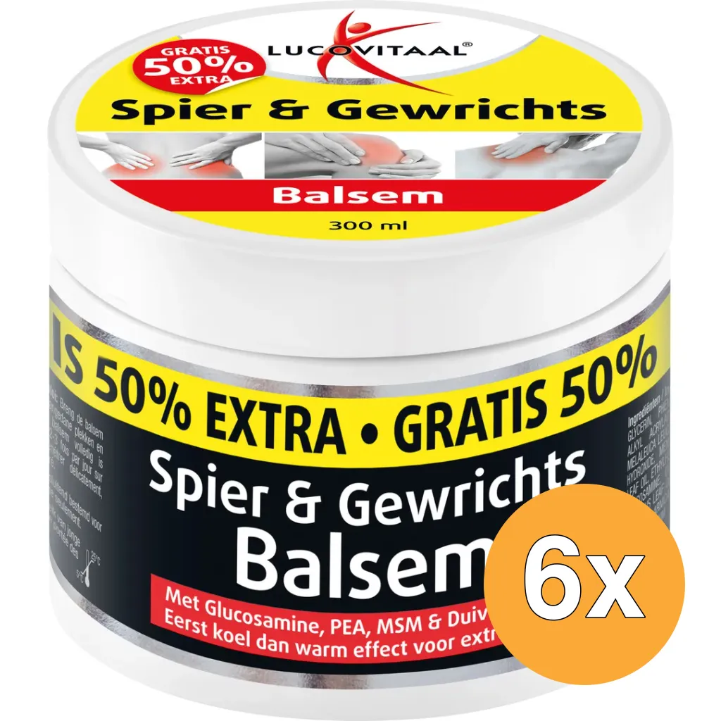 6x Lucovitaal Spier & Gewrichtsbalsem 50% extra (300 ml)
