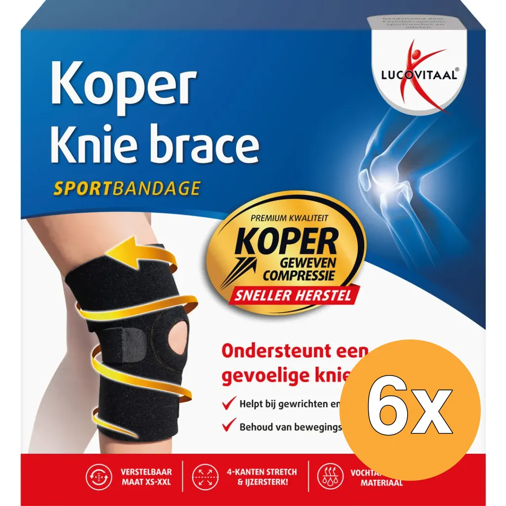 6x Lucovitaal Brace Knie Koper (1 stuk)