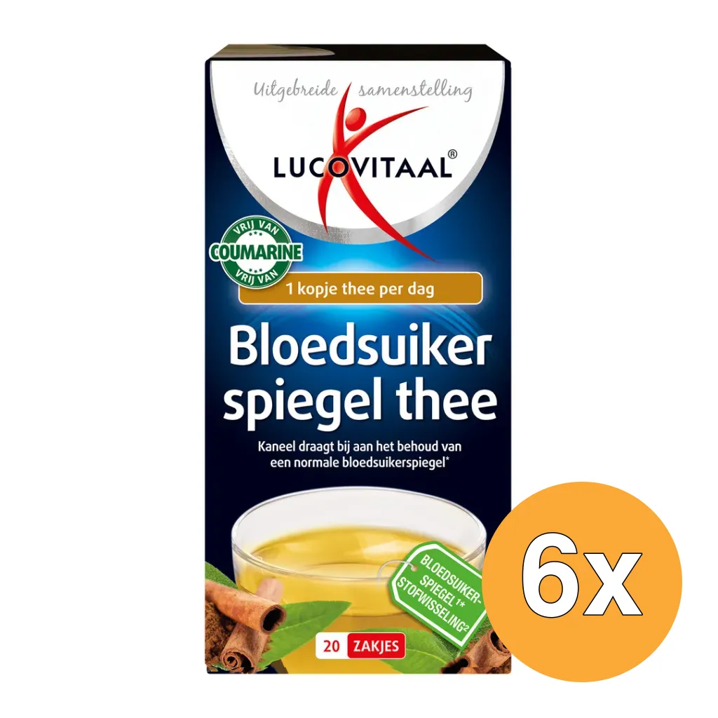 6x Lucovitaal Bloedsuikerspiegel Thee (20 stuks)