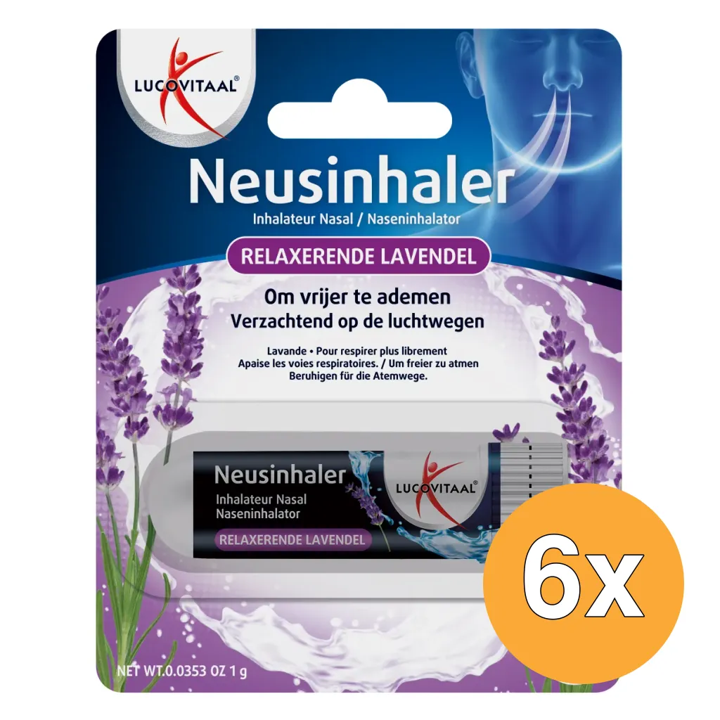 6x Lucovitaal Neusinhaler Vrijer Ademen Relaxerende Lavendel (1 gr)