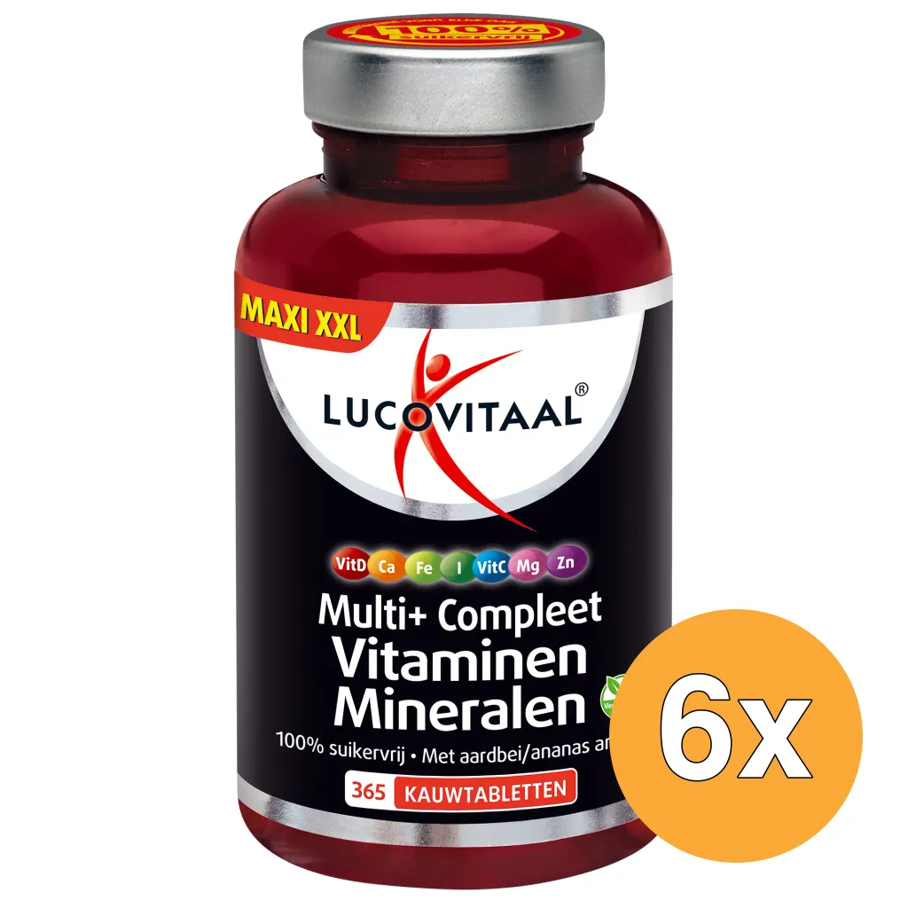 6x Lucovitaal Multi+ Compleet Vitaminen & Mineralen (365 kauwtabletten)