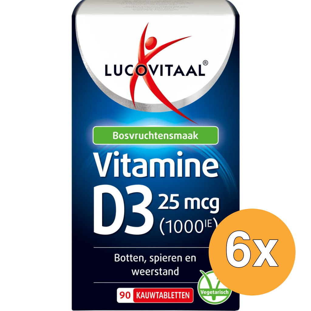 6x Lucovitaal D3 25mcg (90 kauwtabletten)