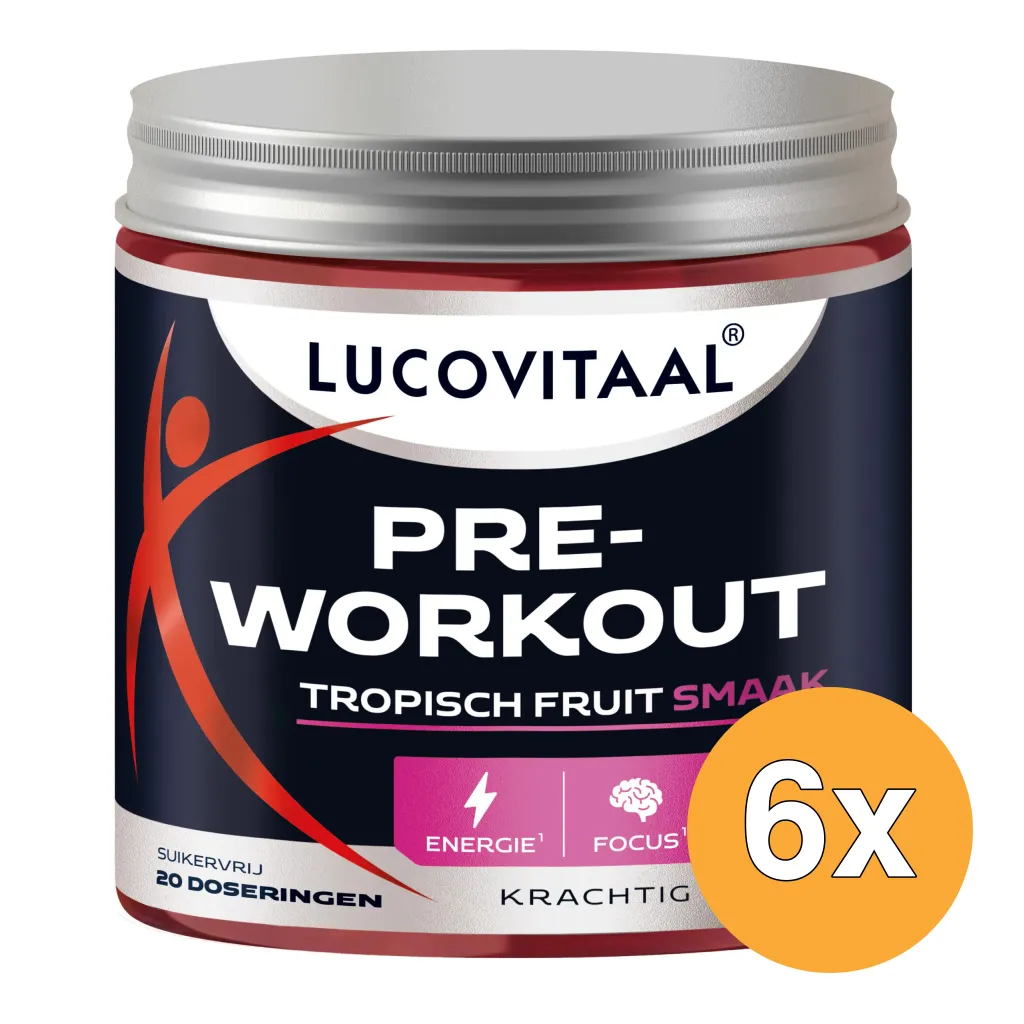 6x Lucovitaal Pre-Workout Tropisch Fruit Vegan (200 gr)